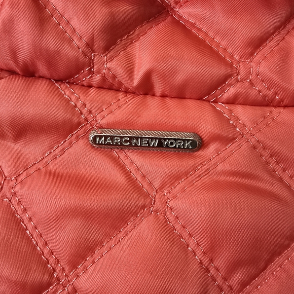 Andrew Marc New York Women's Quilted Jacket Coat Size Small Zippers Coral Pink - Picture 10 of 16